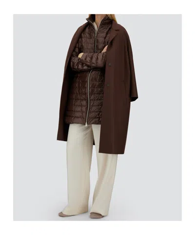 Herno Double-layered Coat In Brown