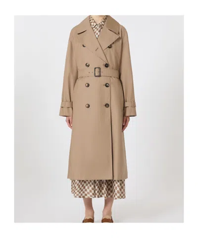 Max Mara The Cube Fiorito Double-breasted Belted Coat In Brown