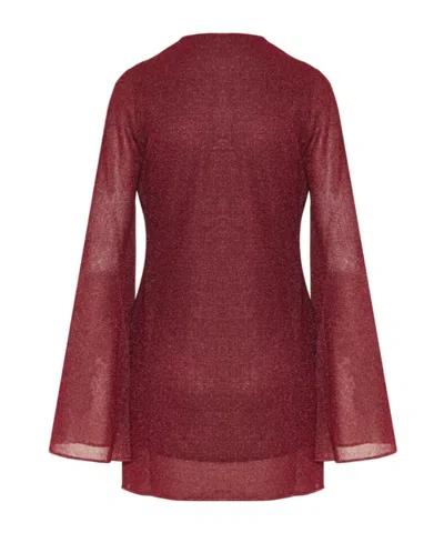 Oseree Bell Sleeve Mini Dress In Red