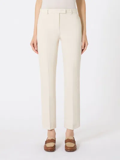Max Mara Stretch Cotton-blend Trousers In White