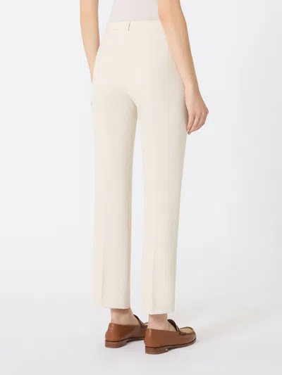 Max Mara Stretch Cotton-blend Trousers In White