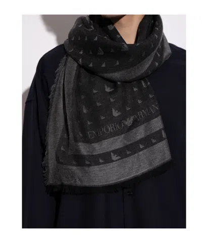 Emporio Armani Eagle-logo Fringed Scarf