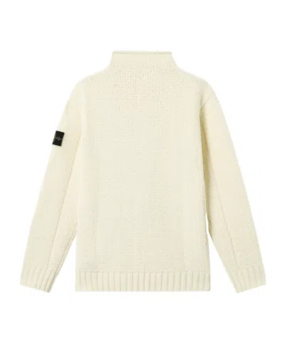 Stone Island Turtleneck With Iconic Logo On The Sleeve In Yellow
