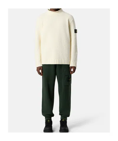 Stone Island Turtleneck With Iconic Logo On The Sleeve In Yellow