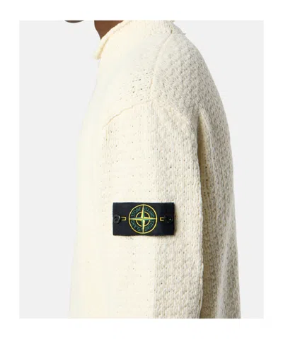 Stone Island Turtleneck With Iconic Logo On The Sleeve In Yellow