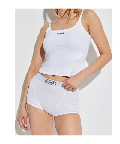 Versace Logo-embroidered Ribbed Top
