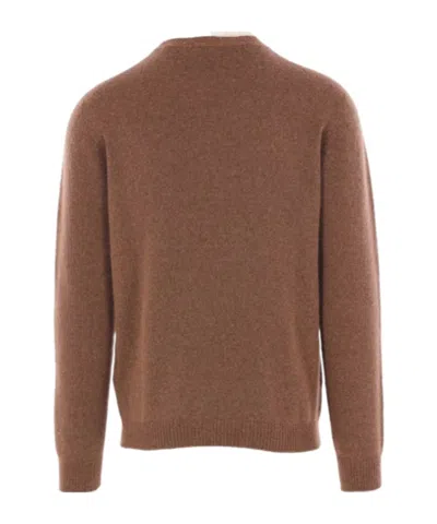 Roberto Collina Ribbed Crew Neck Sweater With Long Sleeves In Brown