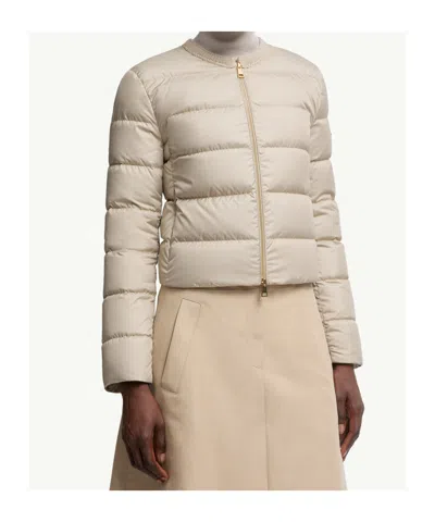 Moncler Mauvezin Wool-trimmed Short Down Jacket In Neutral