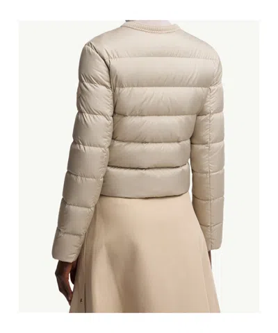 Moncler Mauvezin Wool-trimmed Short Down Jacket In Neutral