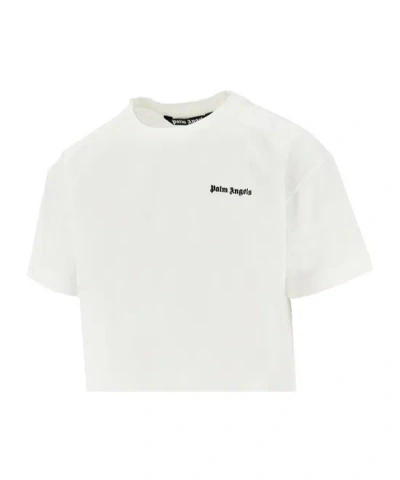 Palm Angels White T-shirt With Frontal Logo In White
