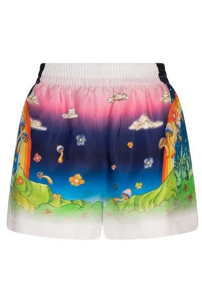 Casablanca La Musique Satin Shorts In Multi