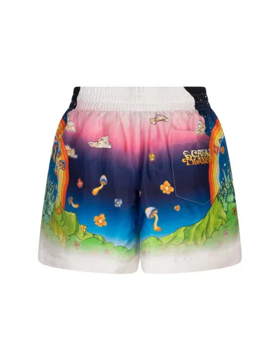 Casablanca La Musique Satin Shorts In Multi