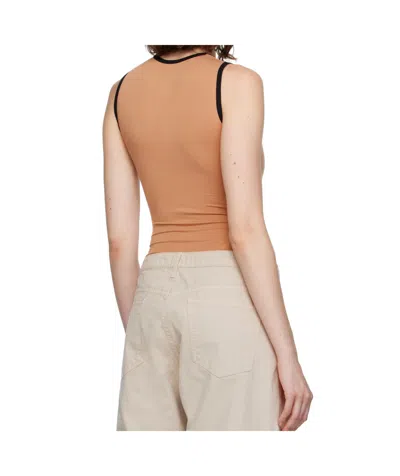 Baserange Beige Alloy Bodysuit In Pink