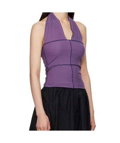 Baserange Cinder Halterneck Panelled Top In Blue