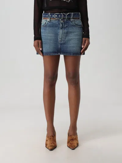 Y/project Denim Skirt With Hollow Belt In Blue