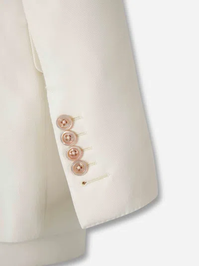 Tom Ford Tailored White Jacket With Sharp Lapels In Neutral
