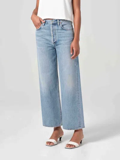 Agolde Wide-leg Jeans With Belt Loops And Five-pocket Style In Blue