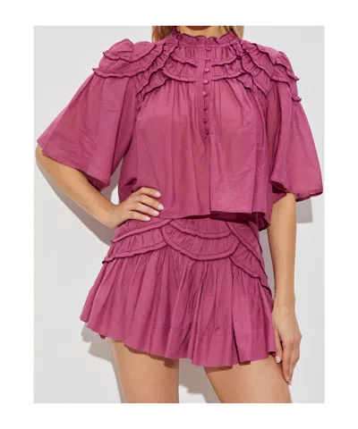 Isabel Marant Étoile Carmen Crop Ruffle Top In Pink