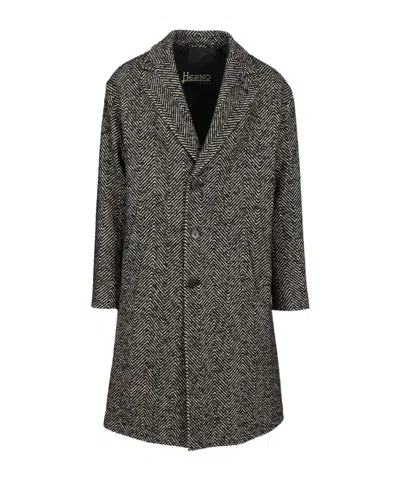 Herno Cappotto Chevron Lana Coats Multicolor In Gray