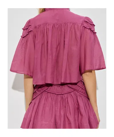 Isabel Marant Étoile Carmen Crop Ruffle Top In Pink