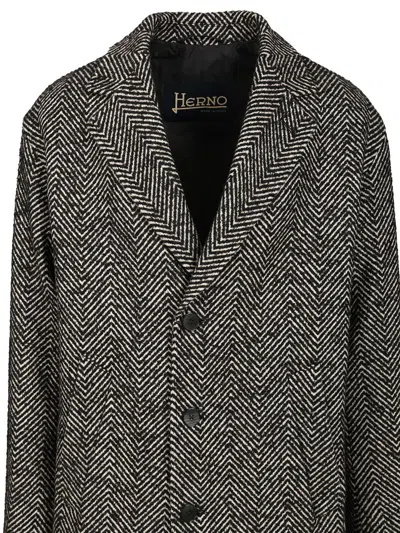 Herno Cappotto Chevron Lana Coats Multicolor In Gray