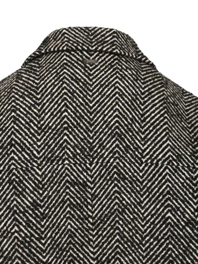 Herno Cappotto Chevron Lana Coats Multicolor In Gray
