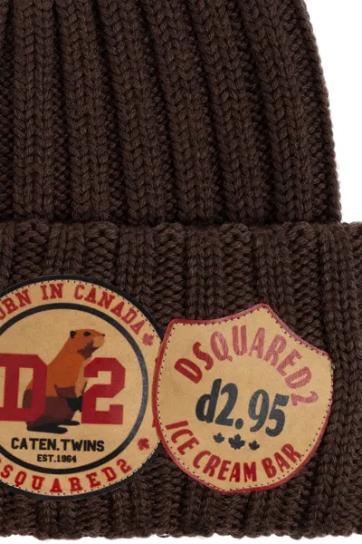 Dsquared2 Ribbed-knit Logo-patch Beanie