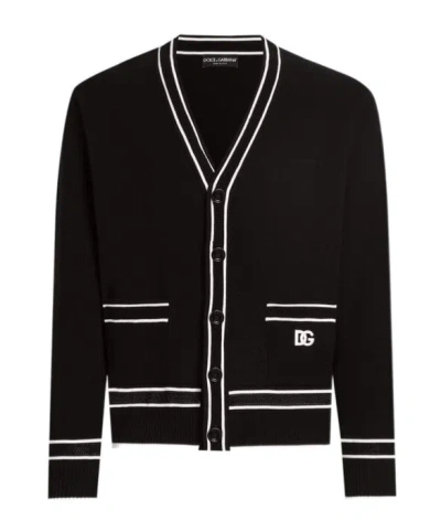 Dolce & Gabbana Cotton-piqué Cardigan In Black