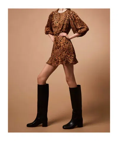 Twinset Leopard-print Puff-sleeve Mini Dress In Animal Print