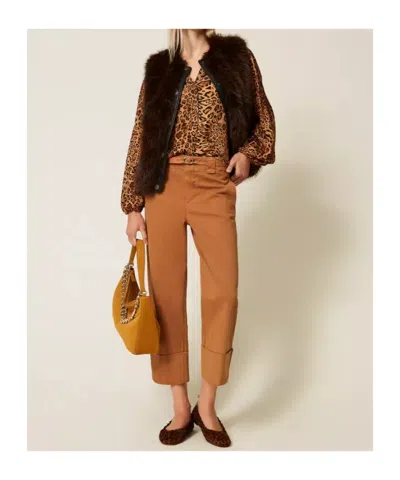 Twinset Leopard-print Mock-neck Shirt In Animal Print