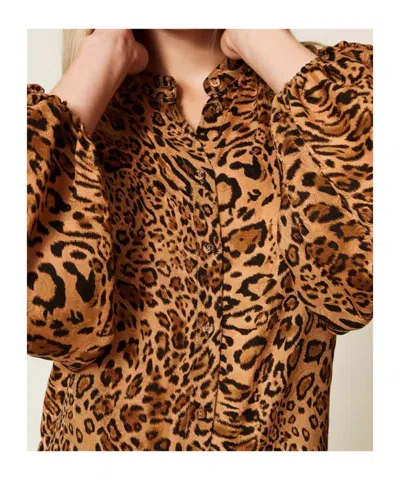 Twinset Leopard-print Mock-neck Shirt In Animal Print