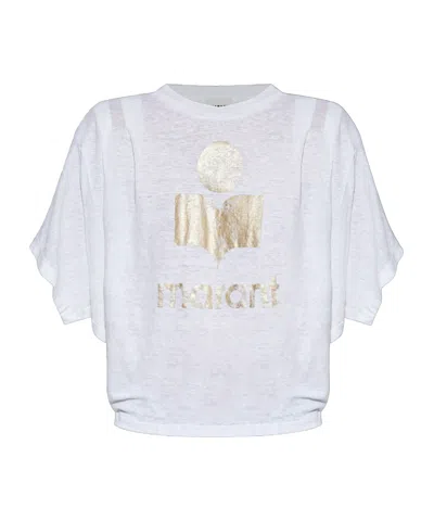 Isabel Marant Étoile Logo-print Linen T-shirt In White