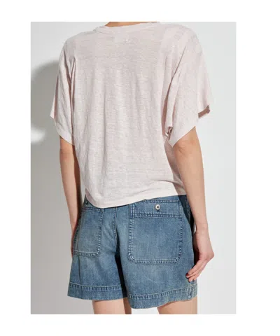 Isabel Marant Étoile Metallic-logo Linen T-shirt In Nude