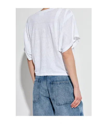 Isabel Marant Étoile Logo-print Linen T-shirt In White