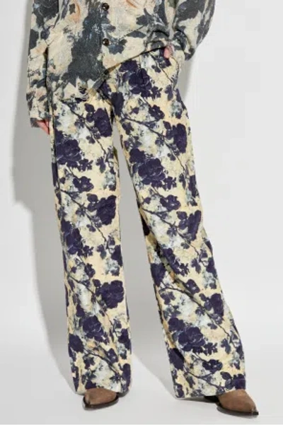 R13 Floral Print Track Pants In Black