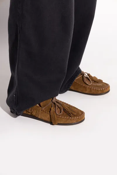 Isabel Marant 'fitza' Brown Loafers With Fringed Details And Front Bow