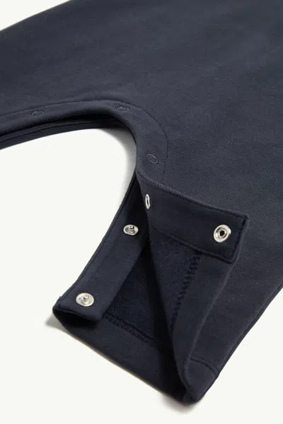 Moncler Embroidered Logo Cotton Bodysuit In Blue