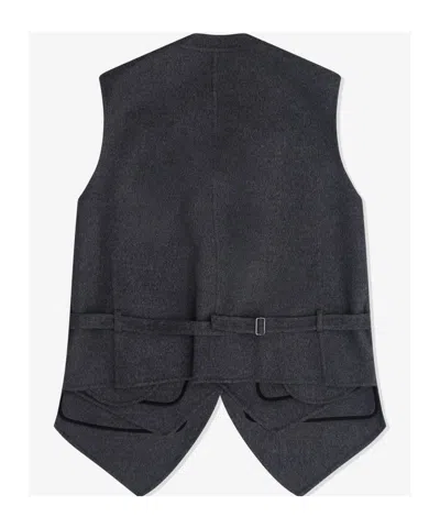 Bottega Veneta Women Double Face Wool Double Layer Gilet In Black