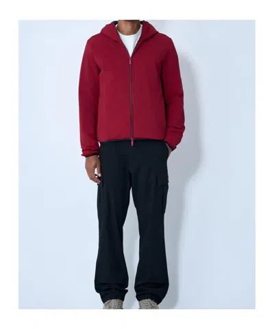 Moncler Batisse Hooded Short Down Jacket In Red