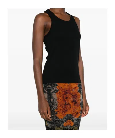Jean Paul Gaultier Tank Top With Gold-tone Hardware And Ribbed Texture In Black