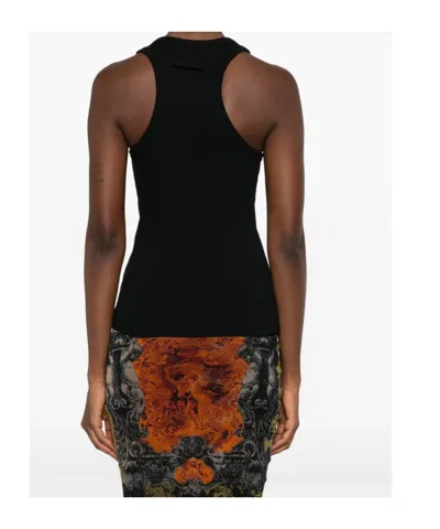 Jean Paul Gaultier Tank Top With Gold-tone Hardware And Ribbed Texture In Black