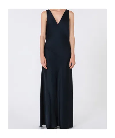 Max Mara Envers Satin Slip Dress In Black