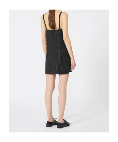 Max Mara Elam Pinstripe Sweetheart-neck Dress In Black
