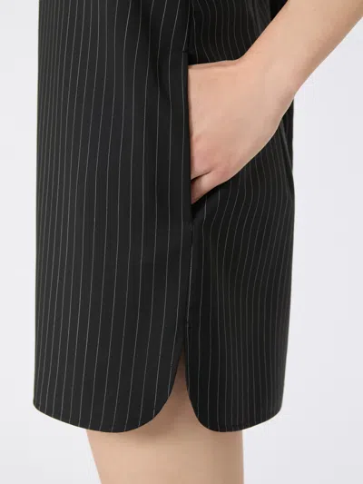 Max Mara Elam Pinstripe Sweetheart-neck Dress In Black