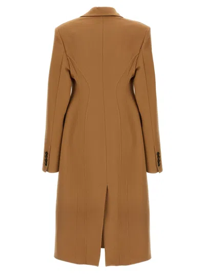 Stella Mccartney Wool Coat With Back Vent And Double-breasted Front In Brown