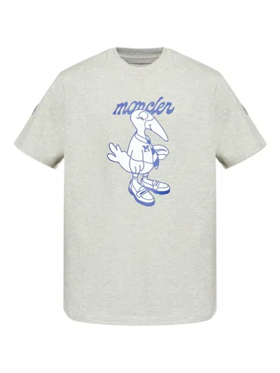 Moncler Mascot Logo Cotton T-shirt In Gray