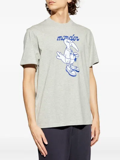 Moncler Mascot Logo Cotton T-shirt In Gray