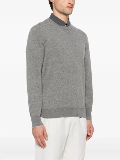 Brunello Cucinelli Crew Neck Sweater Long Sleeves In Gray