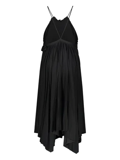 Moschino Pleated Ruffled Dress In Black