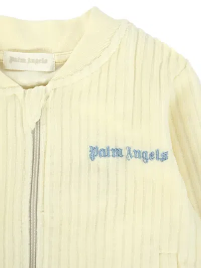 Palm Angels Ribbed Zip-up Jacket In Yellow
